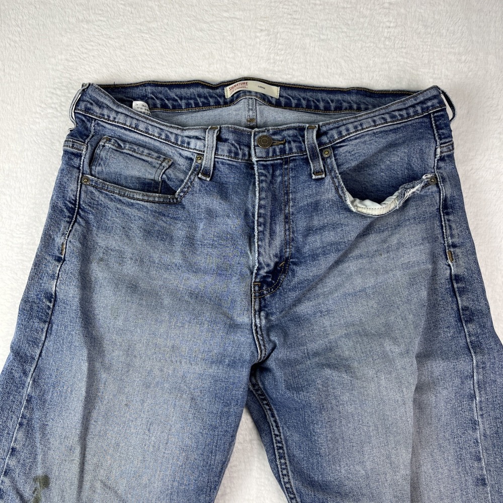 Signature Levi's Loose Jeans Mens 33x30 Blue Denim Medium Wash Straight Leg